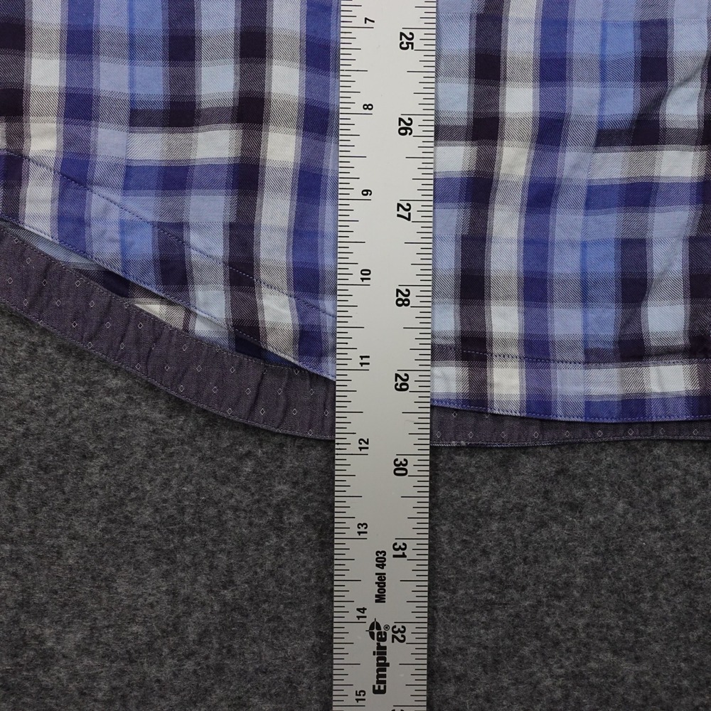 Good Man Brand Button Down Shirt Men's Large Plaid Short Sleeve Blue - Picture 6 of 10